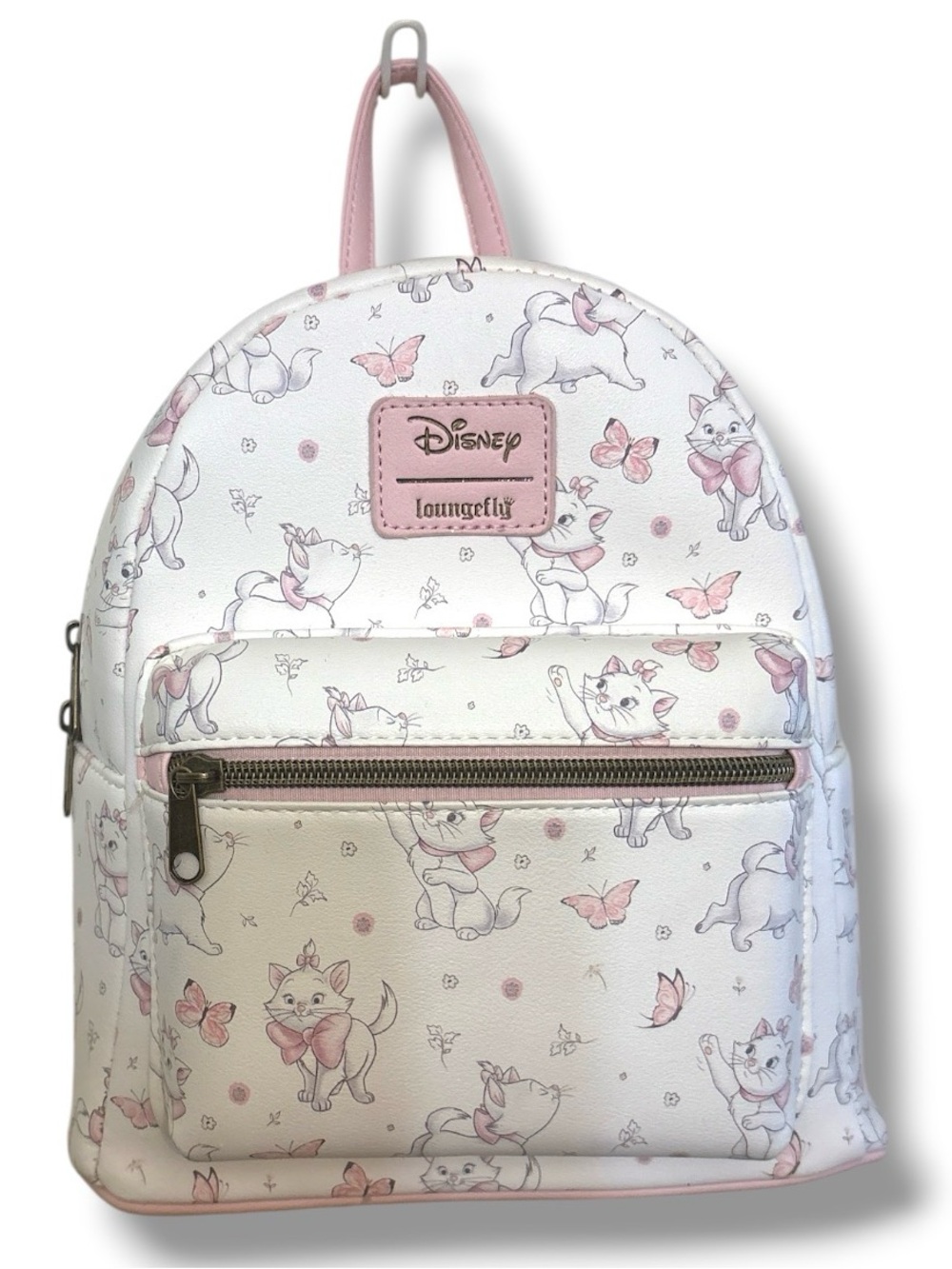 Loungefly Kids White & Pink Marie Pattern Mini Backpack